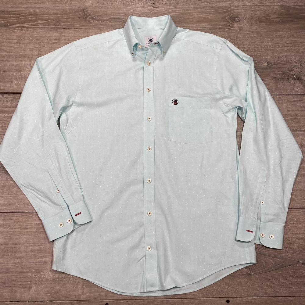 Southern Proper Shirt Mens XL Green Polka Dot Button Down‎ Long Sleeve Casual